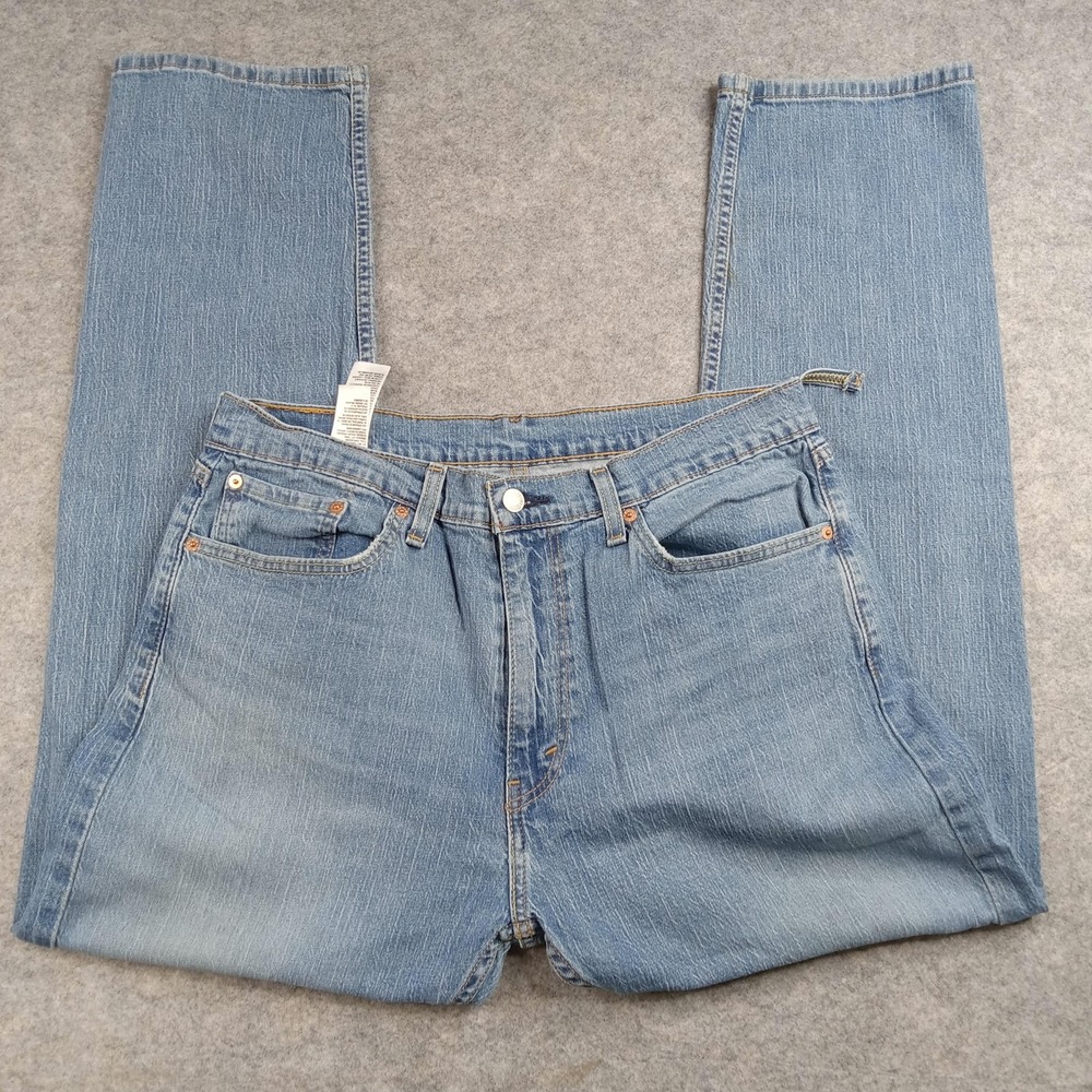 Levi's 505 Jeans Mens 36x32 Blue Straight‎ Leg Zip Fly Stretch Regular Fit Denim